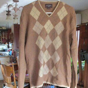 Brown Argyle Men's lambswool sweater vintage